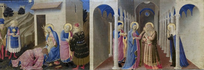 Cortona Altarpiece – Annunciation, predella – Adoration of the Magi, The Presentation of Christ in the Temple, Fra Angelico