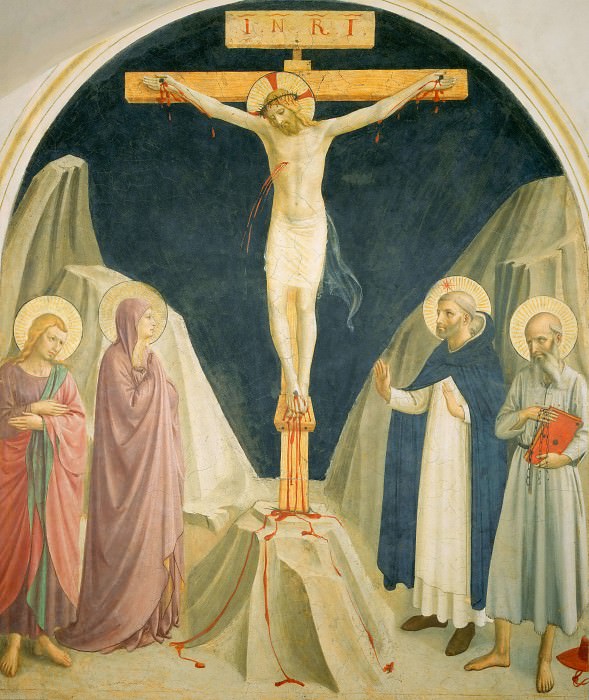 04 Christ on the Cross with the Virgin and Saints John the Evangelist, Dominic, and Jerome, Fra Angelico