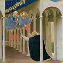 Coronation of the Virgin, predella – The Appearance of Saints Peter and Paul to St. Dominic, Fra Angelico
