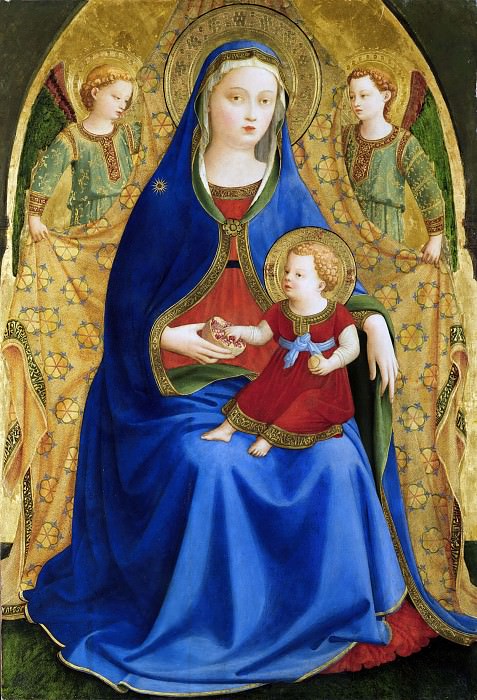 Madonna with the Child and two angels or Madonna of the pomegranate, Fra Angelico