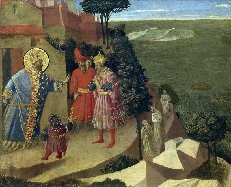 The meeting of St. Romuald with Otto III, Fra Angelico