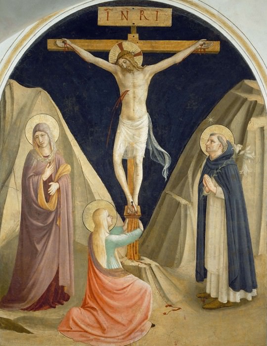 25 Christ on the cross, with Mary, Mary Magdalene and Saint Dominic, Fra Angelico