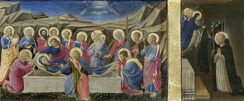 Cortona Altarpiece – Annunciation, predella – Death of the Virgin, The Virgin Consigns the Habit to St Dominic, Fra Angelico