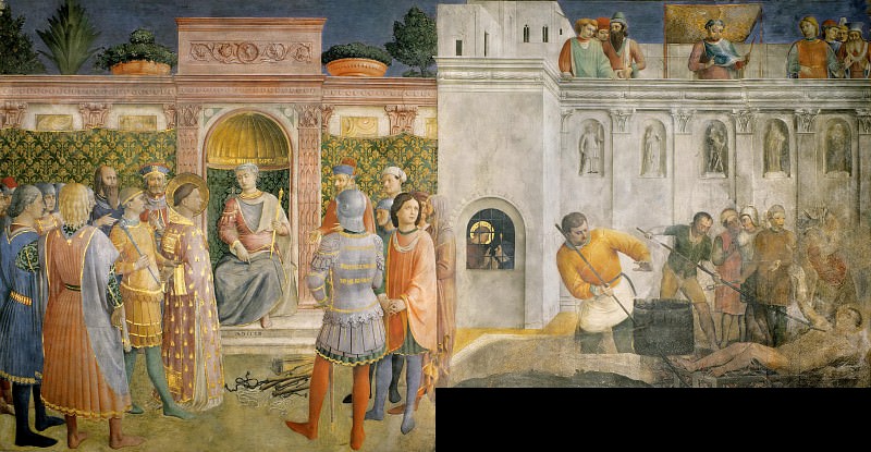 Осуждение святого Лаврентия императором Валерианом и Мученичество святого Лаврентия, Фра Анджелико