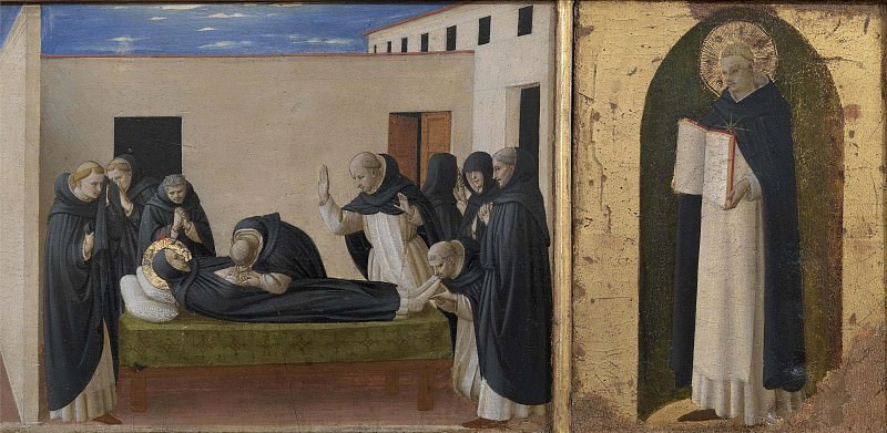 9 Cortona Polyptych, predella – The death of St Dominic, St Thomas Aquinas, Fra Angelico
