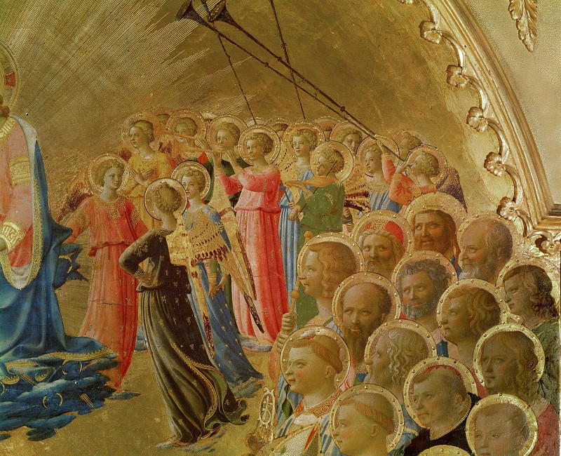 Coronation of the Virgin, detail – Angels and saints, Fra Angelico