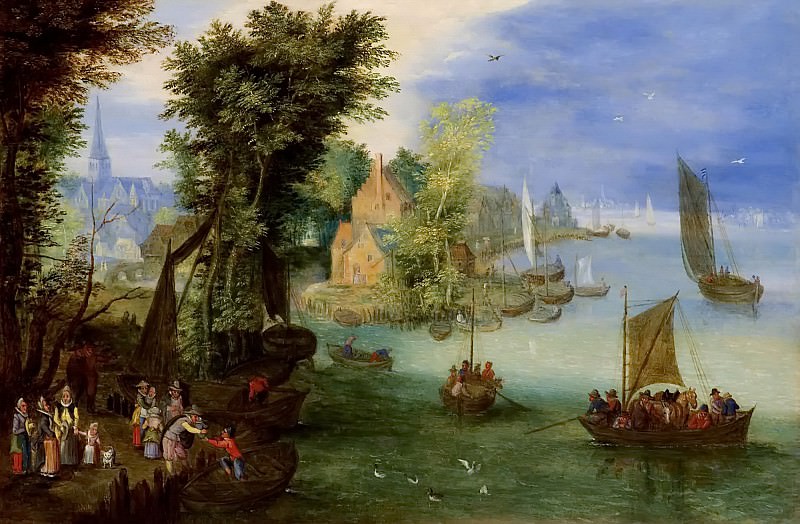 A river landscape, Jan Brueghel the Younger