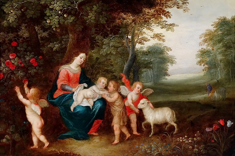 Мадонна с Младенцем и Иоанном Крестителем на фоне пейзажа , Ян Брейгель Младший