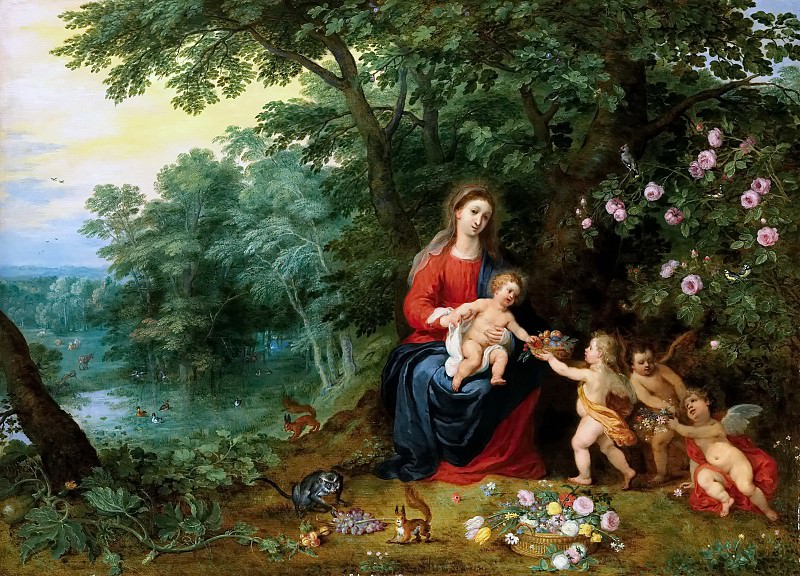 Мадонна с младенцем и путти в пейзаже , Ян Брейгель Младший