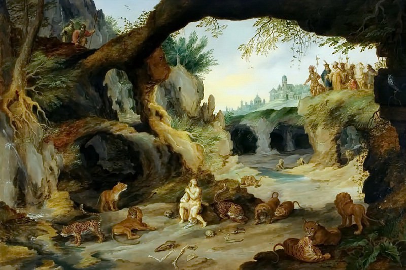 Daniel in the pit with predators, Jan Brueghel the Younger
