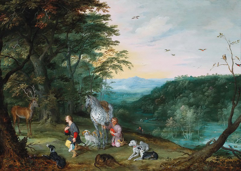 A landscape with Saint Hubert, Jan Brueghel the Younger