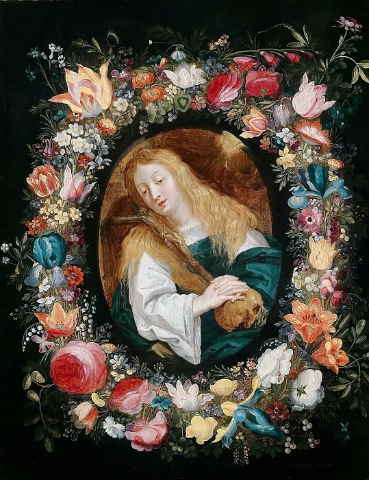 Magdalene in a flower garland, Jan Brueghel the Younger
