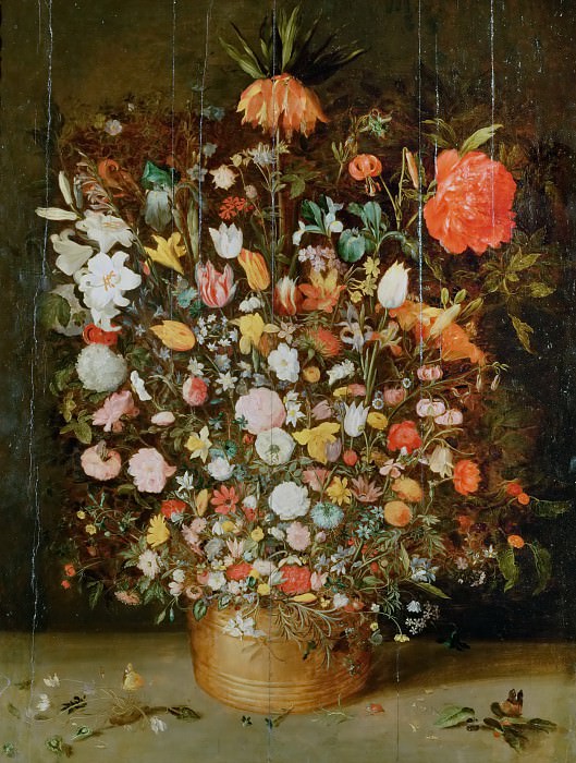Bunch of Flowers in a Wooden Vase, Jan Brueghel the Younger