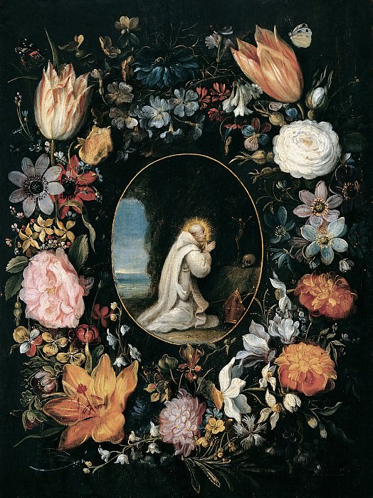 Святой Бернард Клервосский в гирлянде цветов, Ян Брейгель Младший