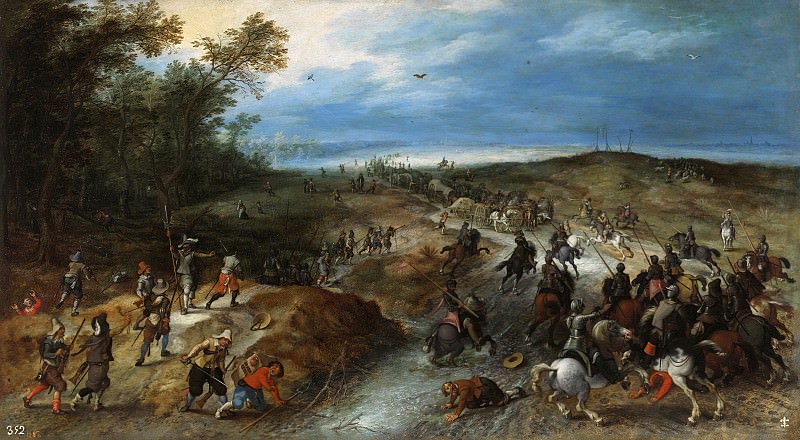 Surprise of a convoy, Jan Brueghel the Younger