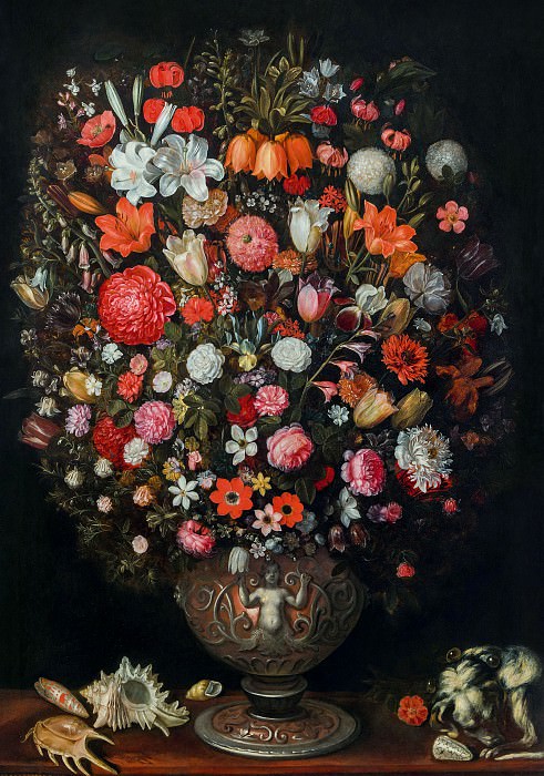 Flowers in a vase sculpted, Jan Brueghel the Younger