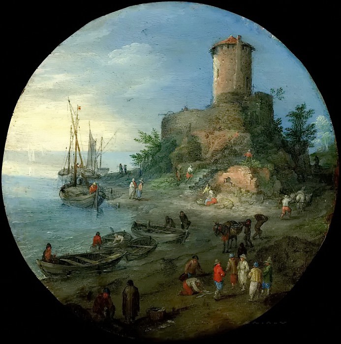 Coastal landscape with fishermen, Jan Brueghel the Younger