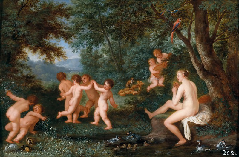 Frolicking Putti with the Bath of Venus: an Allegory of Love, Jan Brueghel the Younger