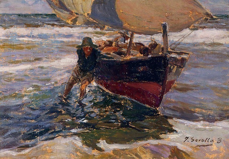Этюд: Посадка лодки носом на берег, Хоакин Соролья-и-Бастида