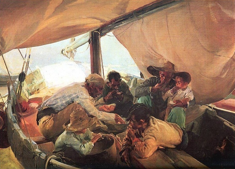 Eating on the boat, Joaquin Sorolla y Bastida