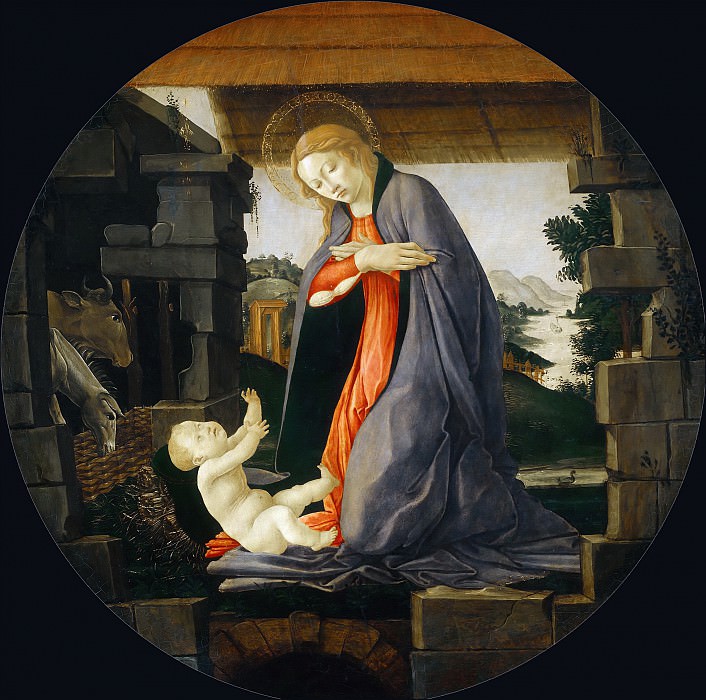 Мадонна, поклоняющаяся Младенцу Христу, Сандро Боттичелли