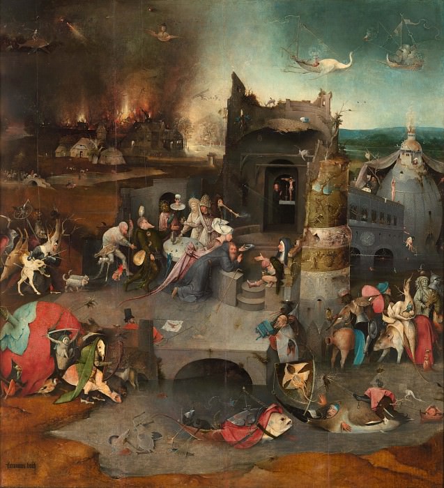Temptation of St. Anthony, central panel of the triptych, Hieronymus Bosch