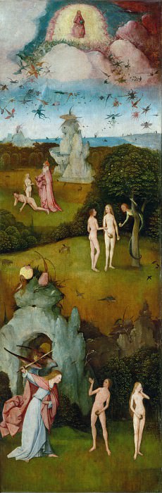 The Haywain, left wing – Paradise, Hieronymus Bosch