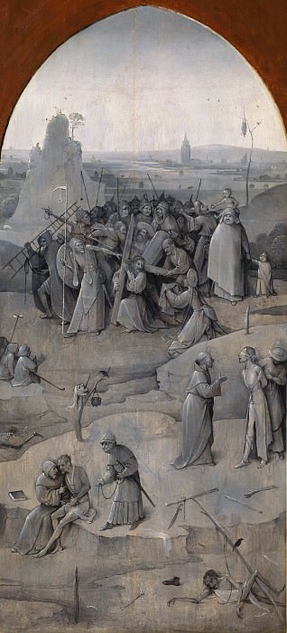 Искушение святого Антония, внешняя створка триптиха – Несение креста, Иероним Босх