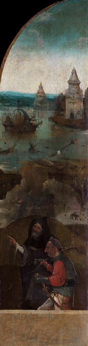 Saint Wilgefortis Triptych – Monk and Soldier, Hieronymus Bosch