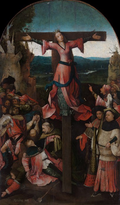 Saint Wilgefortis Triptych – The Crucified Female Martyr, Hieronymus Bosch
