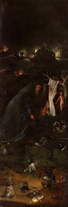 Триптих святых отшельников, левая створка – Святой Антоний, Иероним Босх