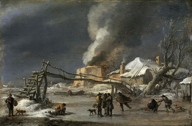 Зимний пейзаж с печью для обжига извести