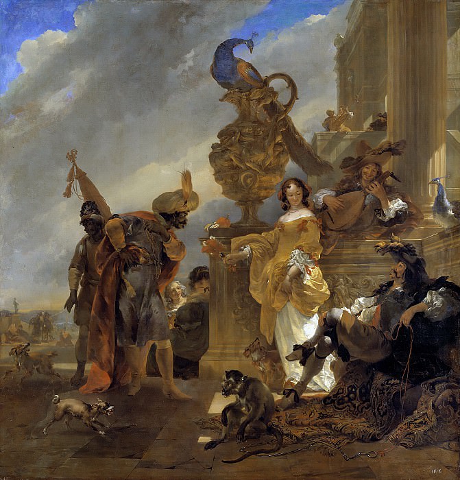 A trader receiving a moor at a palace on the harbour