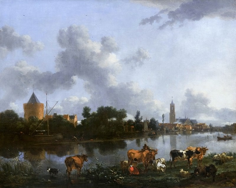 Вид Лунена с замком Кроненбург, Nicolaes (Claes Pietersz.) Berchem