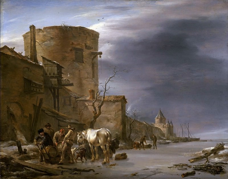 Haarlem City Wall in the winter, Nicolaes (Claes Pietersz.) Berchem