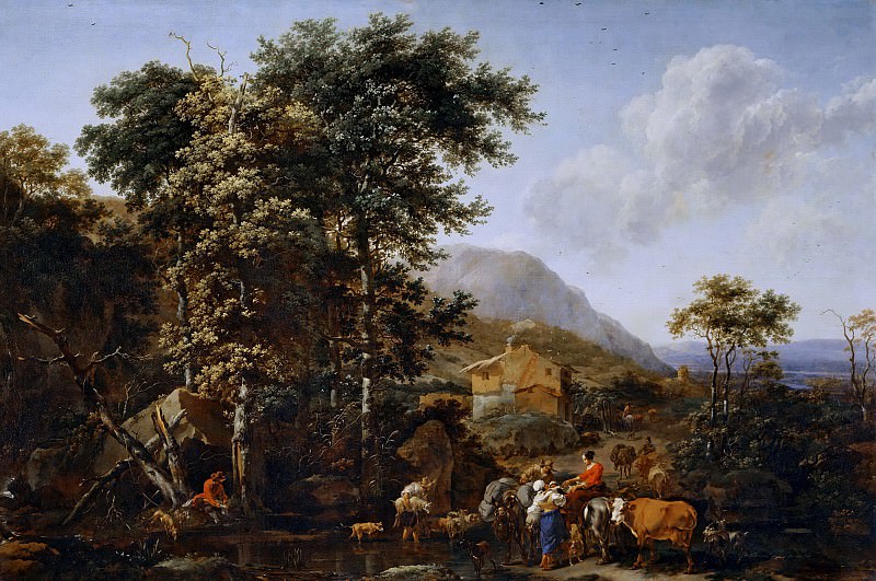 Landscape with herd at the watering, Nicolaes (Claes Pietersz.) Berchem