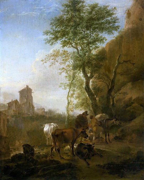 Итальянский пейзаж с коровами, Николас Питерс Берхем