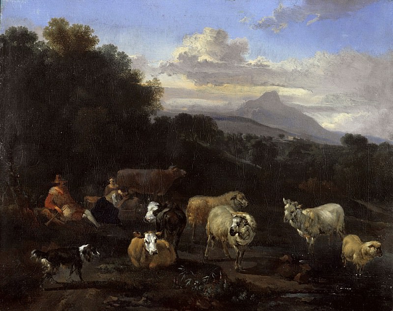 Italian landscape with shepherds and herd, Nicolaes (Claes Pietersz.) Berchem