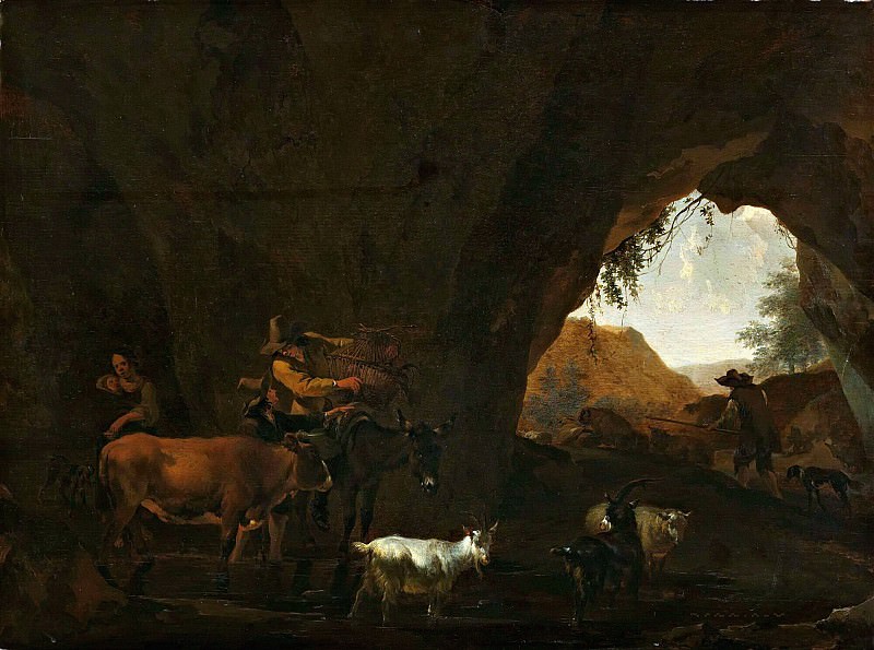 Пастухи и стадо в пещере, Николас Питерс Берхем