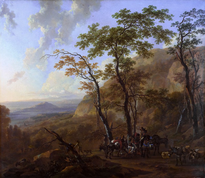 Горный пейзаж с караваном, Николас Питерс Берхем