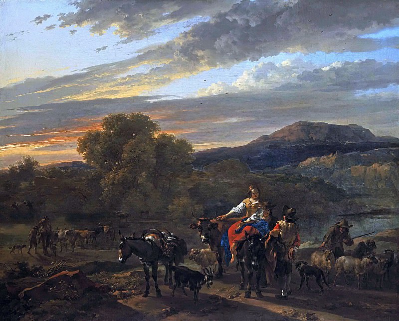 Итальянский пейзаж с пастухами, коровами и овцами, Николас Питерс Берхем