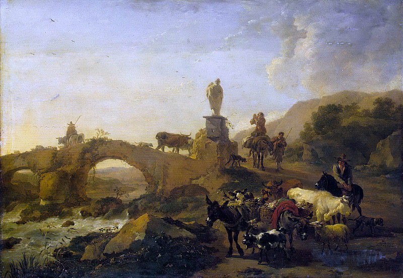 Italian landscape with bridge, Nicolaes (Claes Pietersz.) Berchem