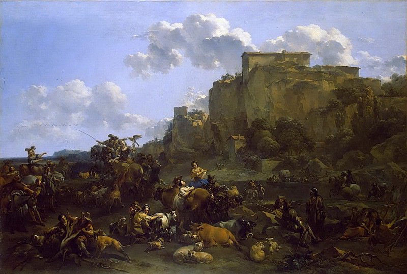 Halt of hunters, Nicolaes (Claes Pietersz.) Berchem