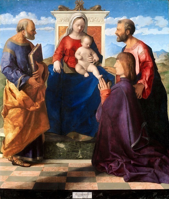 Мадонна с Младенцем на троне, святые Пётр, Марк и донатор, Джованни Беллини