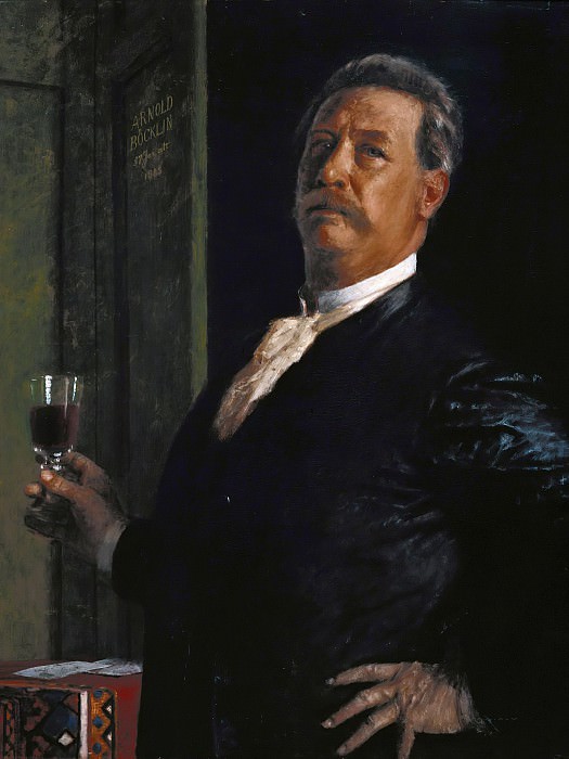 Self-portrait with wine glass