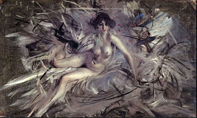 Nude of Young Lady on Couch, Giovanni Boldini
