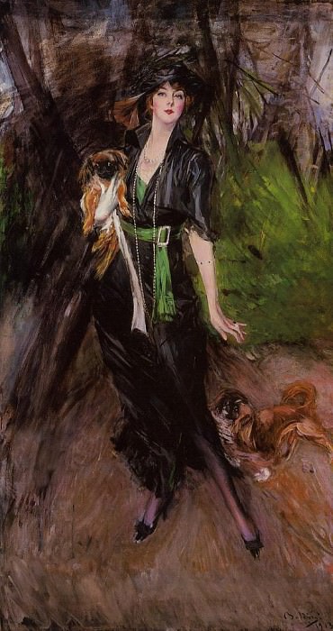 Lina Bilitis with Two Pekinese 1913, Giovanni Boldini