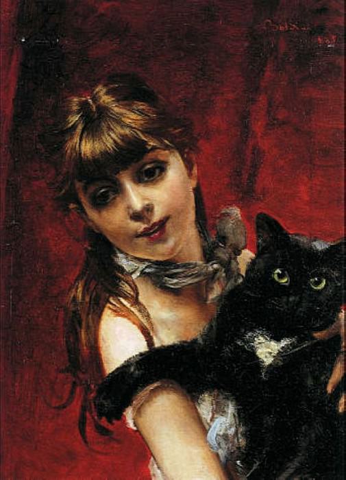 Bambina con il Gatto Nero in Braccio 1885, Giovanni Boldini