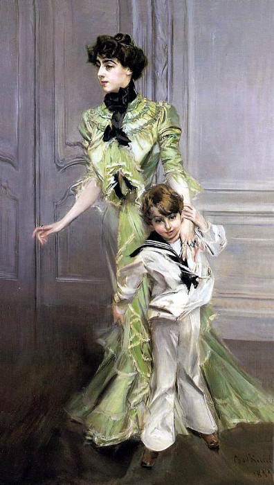  Мадам Жорж Гюго и ее сын Жан Гюго, 1898, Джованни Больдини