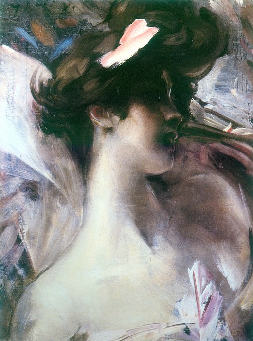  Головка девушки на розовом фоне, 1912, Джованни Больдини